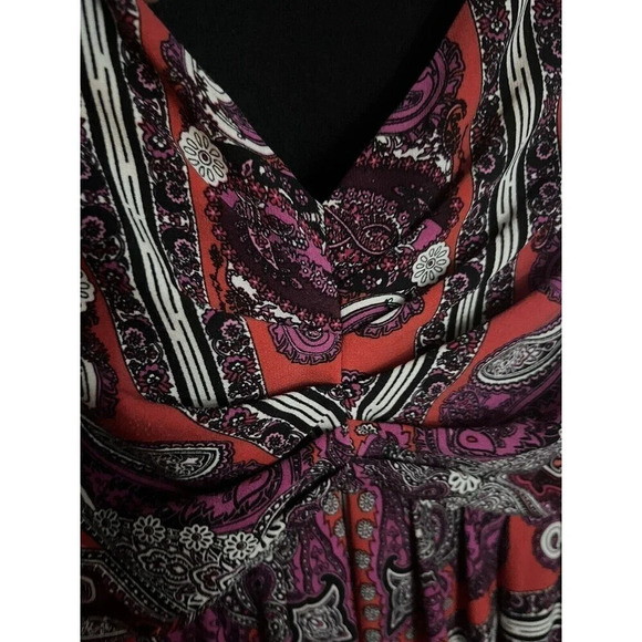 Chicos Womens Dress Maxi Size 1 Paisley Handkerchief Print Boho Stretch Tank - Picture 2 of 5